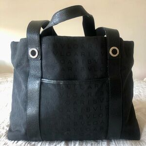 Bvlgari Leather Trim Nylon Tote Bag
